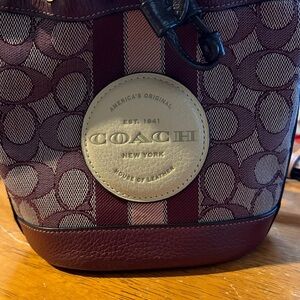 Coach Maroon and Cream Signature Crossbody Bag